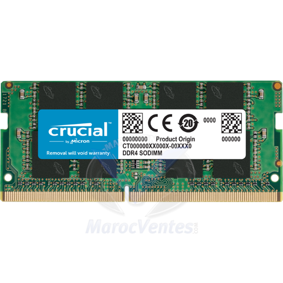 Crucial CT8G4SFS824A 8Go (DDR4, 2400 MT/s, PC4-19200, Single Rank x8, SODIMM, 260-Pin) Mémoire CT8G4SFS824A